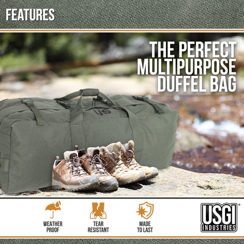 USGI Industries Tactical Duffel Bag | Military Deployment Luggage | Perfect for Camping, Hiking, Traveling, Stealth, Survival | Convertible Multi-Functional Backpack - Image 4
